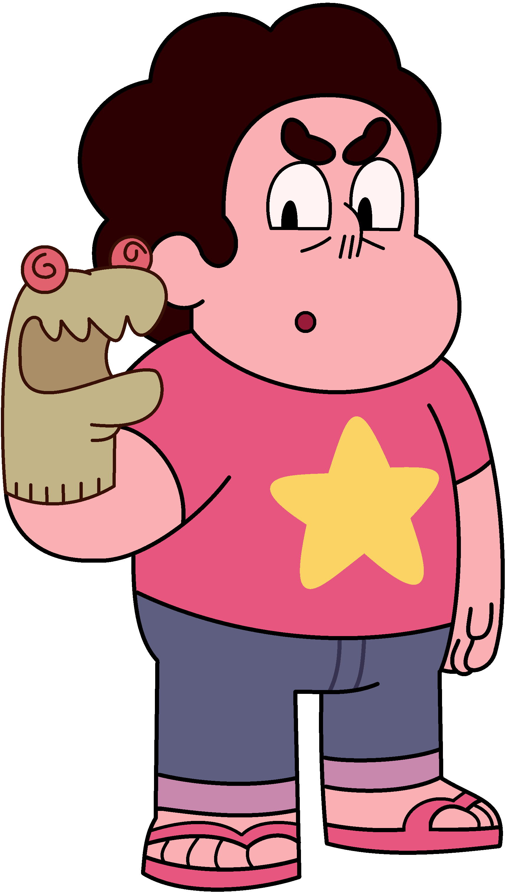 Steven Universe holding a sock puppet and speaking with it